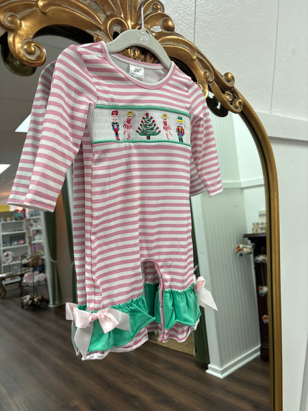 Pink Stripe Nutcracker Romper