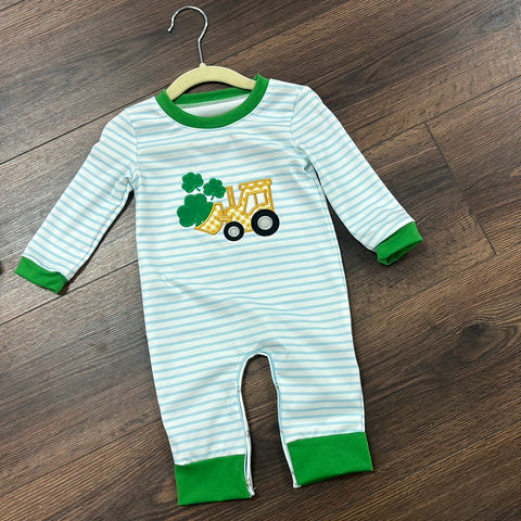 Green Clover Stripe Romper