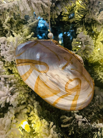 Golden Nativity Shell Ornament