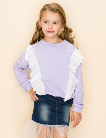 Girls Lavender Eyelet Top