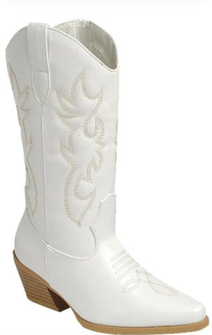 Girl’s White Western Boots