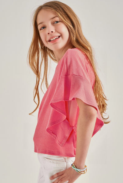 Girl’s Candy Rose Ruffle Top