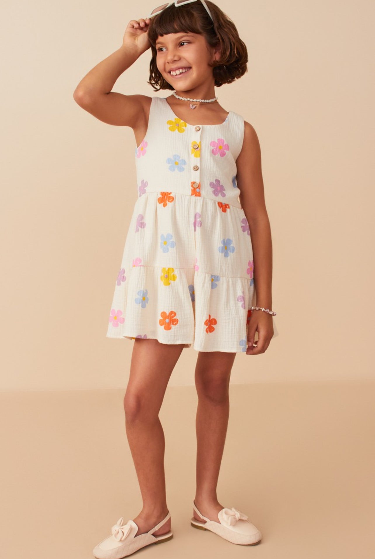 Girl’s Flower Muslin Romper