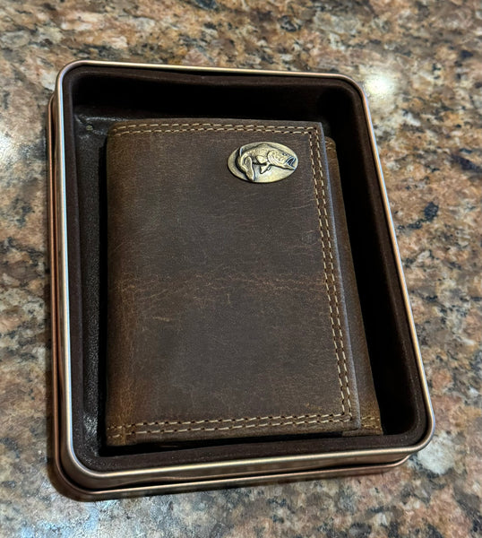 Men’s Crazy Horse Leather & Concho Tri-fold Wallet