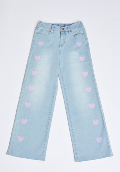 Girls Heart Wide Leg Jeans