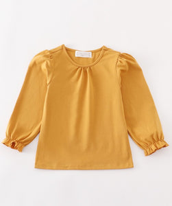 Girl’s Gold Puff Shoulder Top