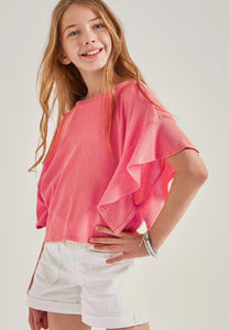 Girl’s Candy Rose Ruffle Top