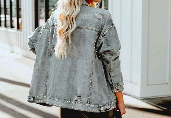 Girl’s Washed Studded Jacket