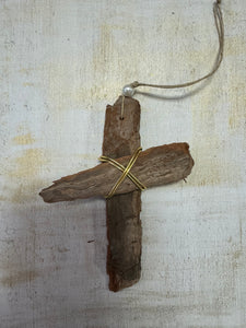 Driftwood cross ornament