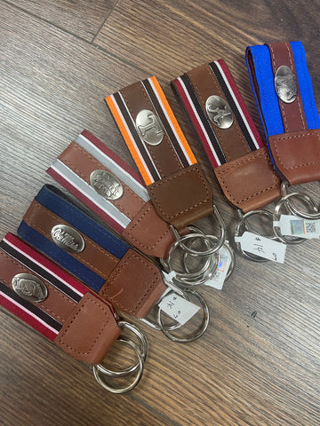 Collegiate Leather Key Chain with Concho