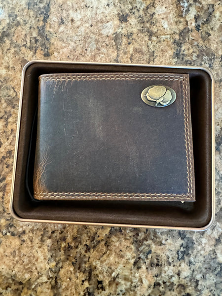 Men’s Buckskin Leather & Concho Bi-fold Wallet