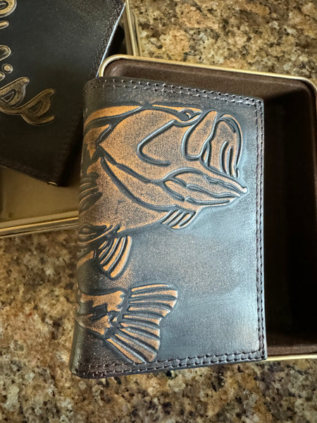 Burnished Antique Brown Leather Tri-fold Wallet