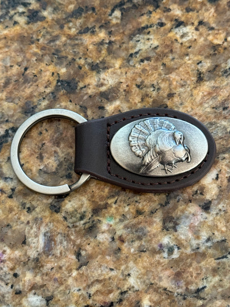 Leather Emblem Concho Keychain