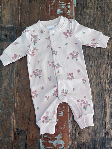 Floral Baseball Collar Romper