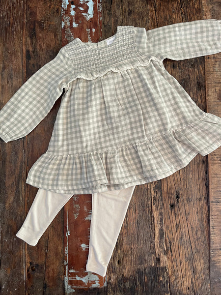 Sage Muslin Ruffle Dress Set