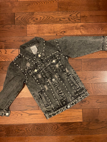 Girl’s Washed Studded Jacket