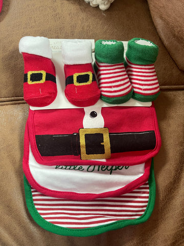 Christmas Socks and Bibs Set