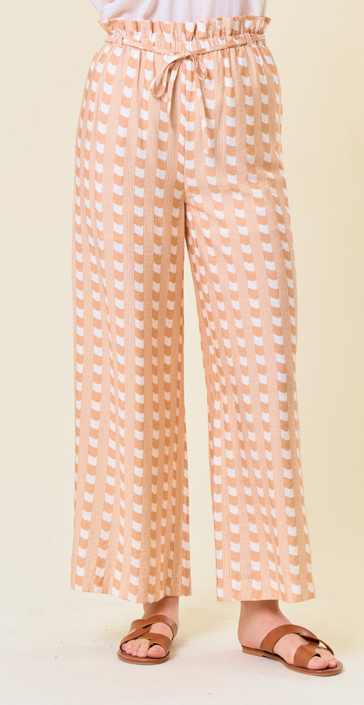 Abstract Stripe Paper Bag Pants