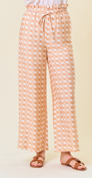 Abstract Stripe Paper Bag Pants