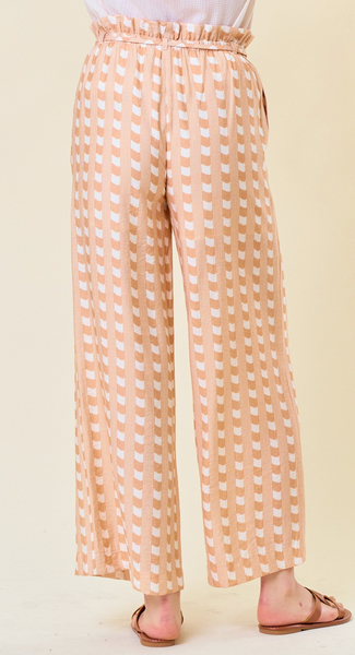 Abstract Stripe Paper Bag Pants