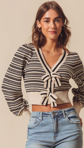 Stripe Ribbon Cardigan