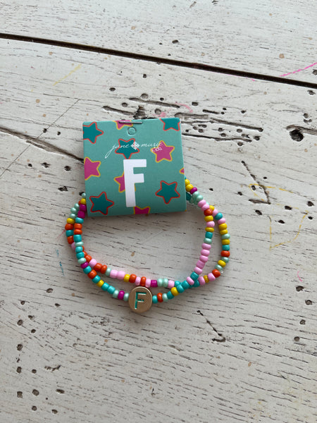 Kids Multi Bead Initial Bracelet