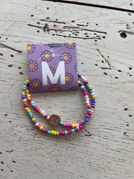 Kids Multi Bead Initial Bracelet