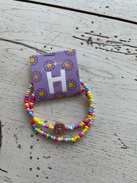 Kids Multi Bead Initial Bracelet