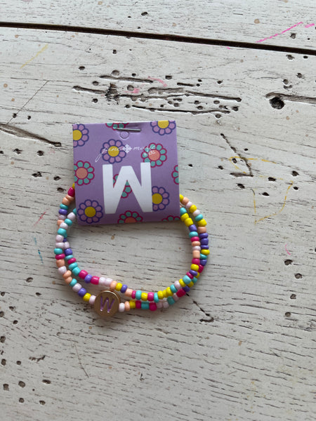 Kids Multi Bead Initial Bracelet