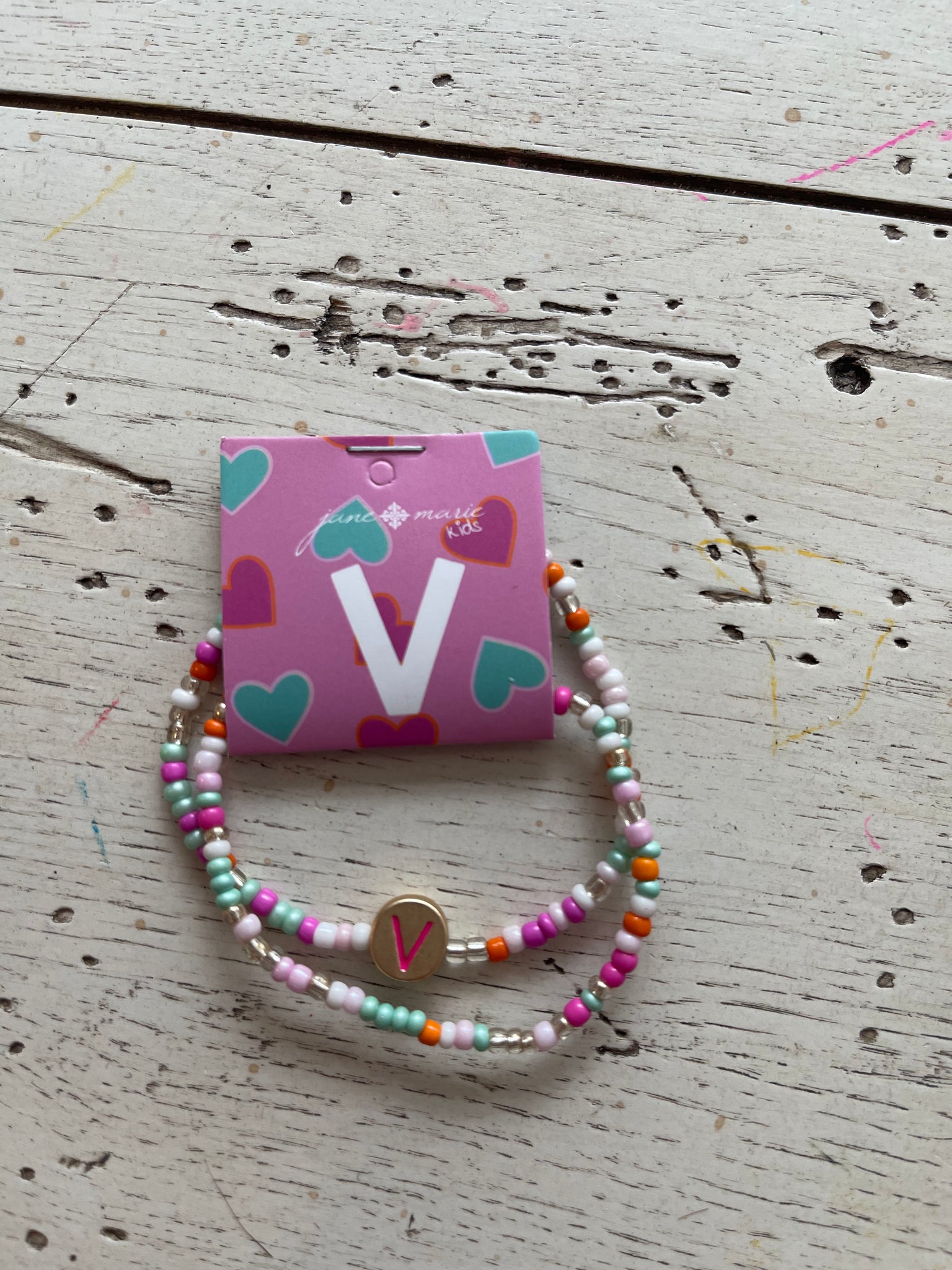 Kids Multi Bead Initial Bracelet