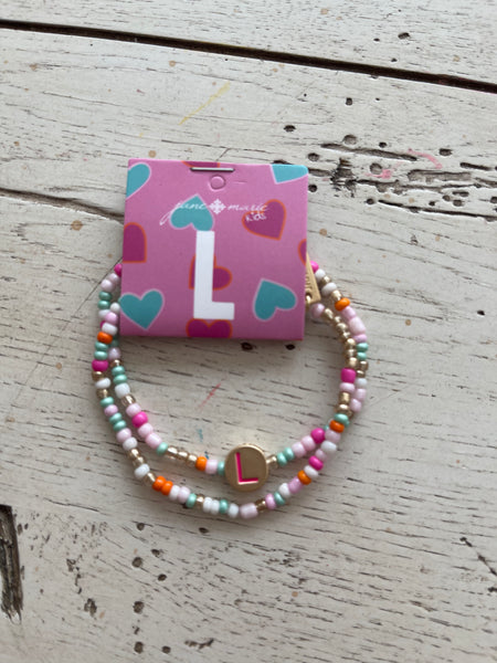 Kids Multi Bead Initial Bracelet