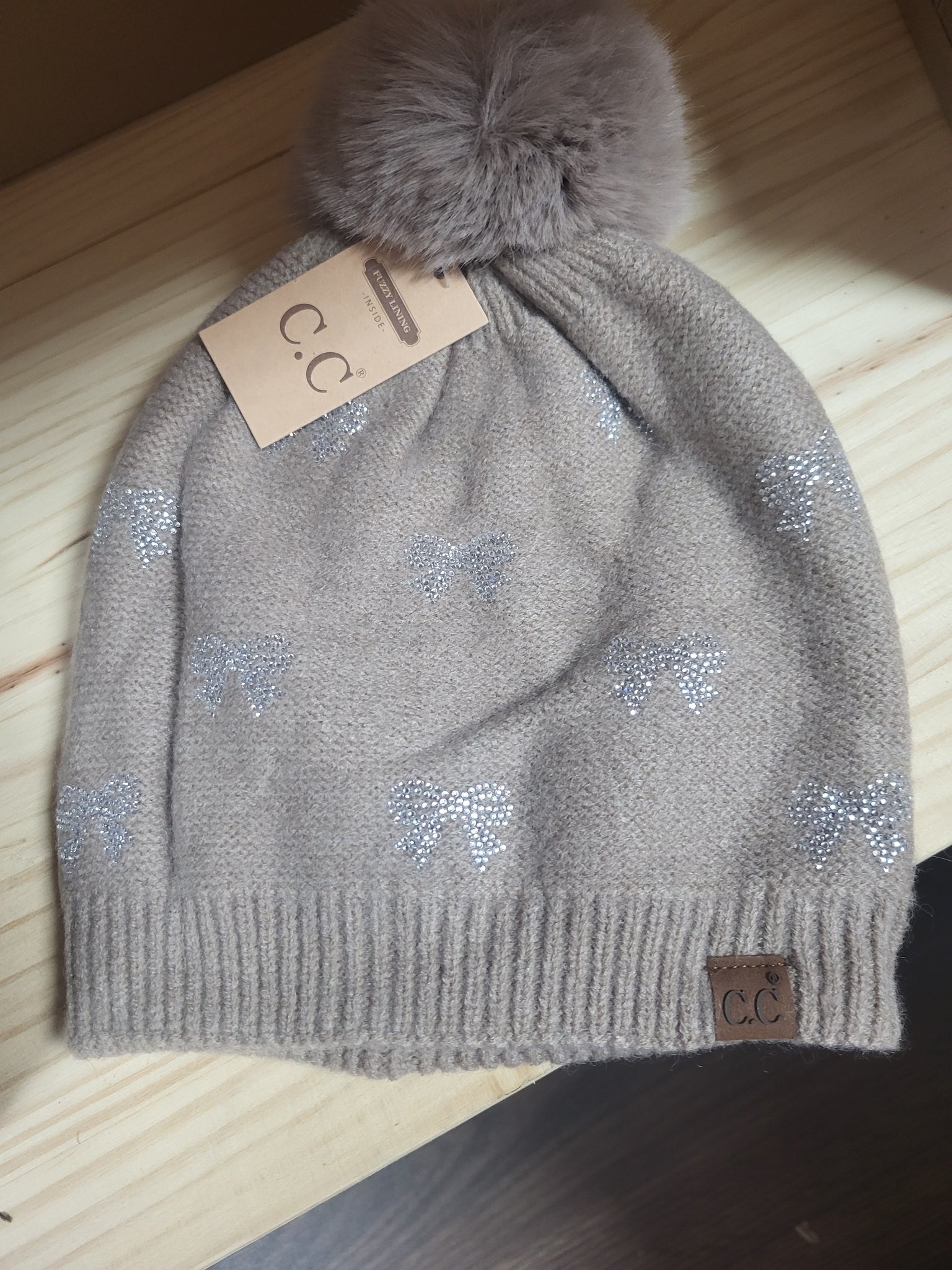 C. C. Rhinestone Bow Beanie