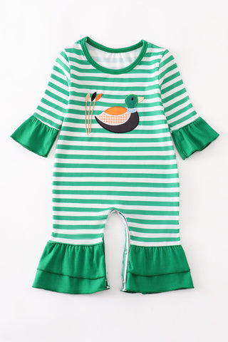 Green Stripe Duck Romper